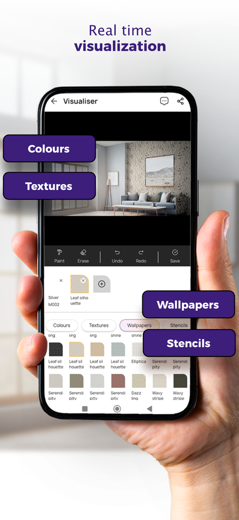 Colour with Asian Paints - Real time visualization of wall colors and textures on a smartphone screen