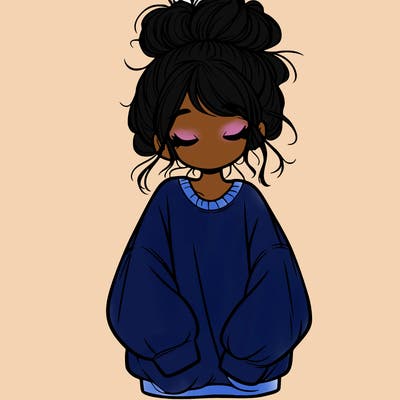 girl with baggy sweatshirt and messy bun