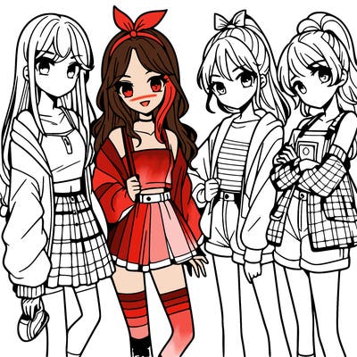 teen manga girls group of 4
