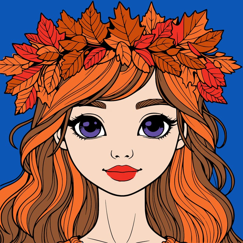 realistic girl with fall leaf crown