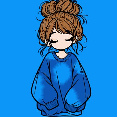 girl with baggy sweatshirt and messy bun