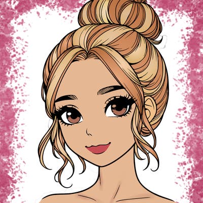 realistic pretty girl with hair in bun