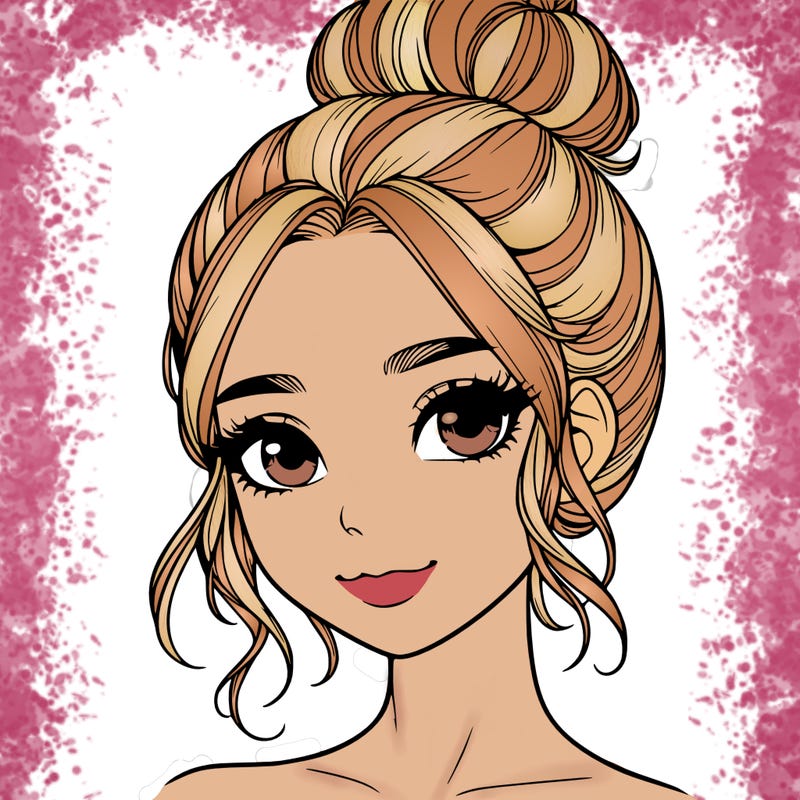 realistic pretty girl with hair in bun