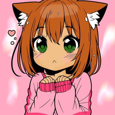 shy anime catgirl