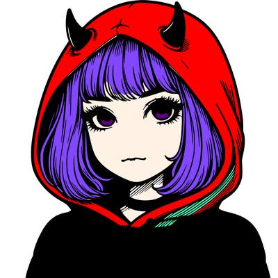 realistic girl with devil hoodie