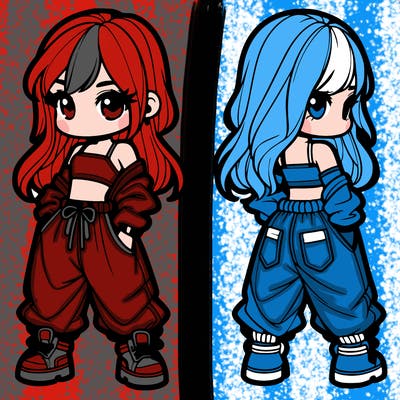 girl in crop top and baggy pants