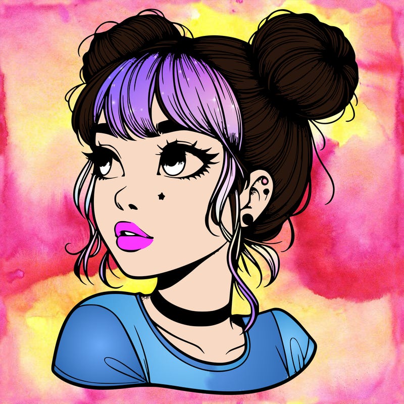 realistic girl with spacebuns