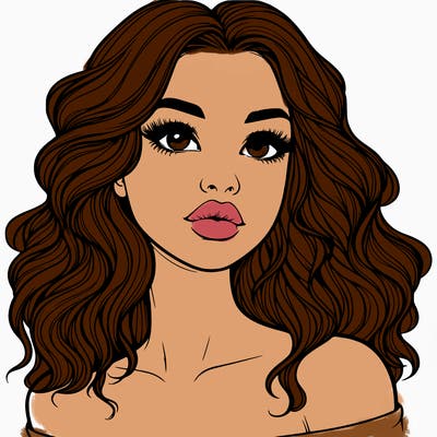 realistic girl with wavy hair and lips