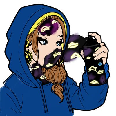 a realistic girl, spray painting