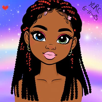 a realistic black girl with braids