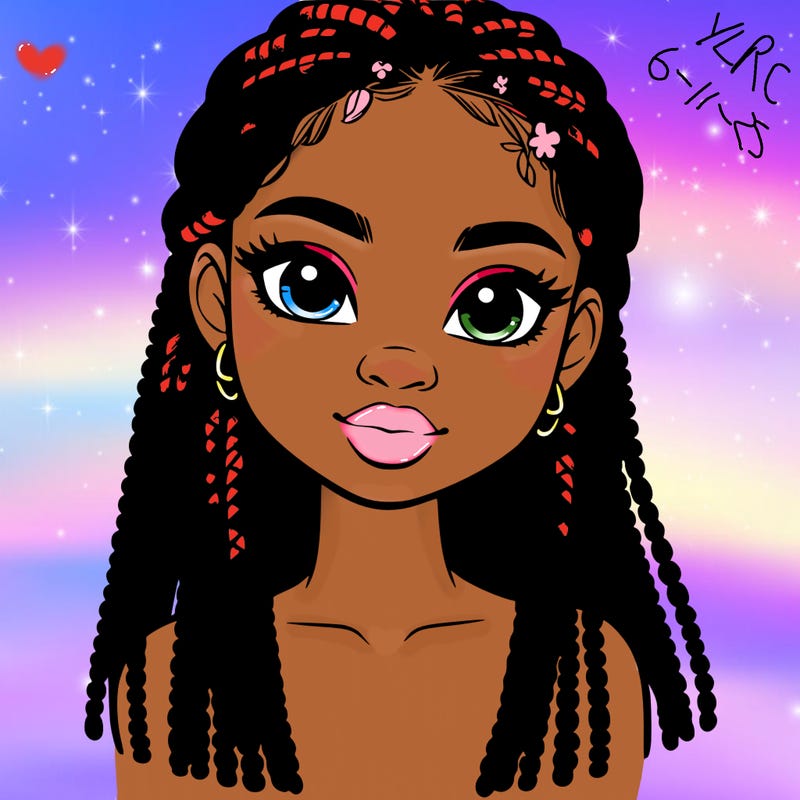 a realistic black girl with braids