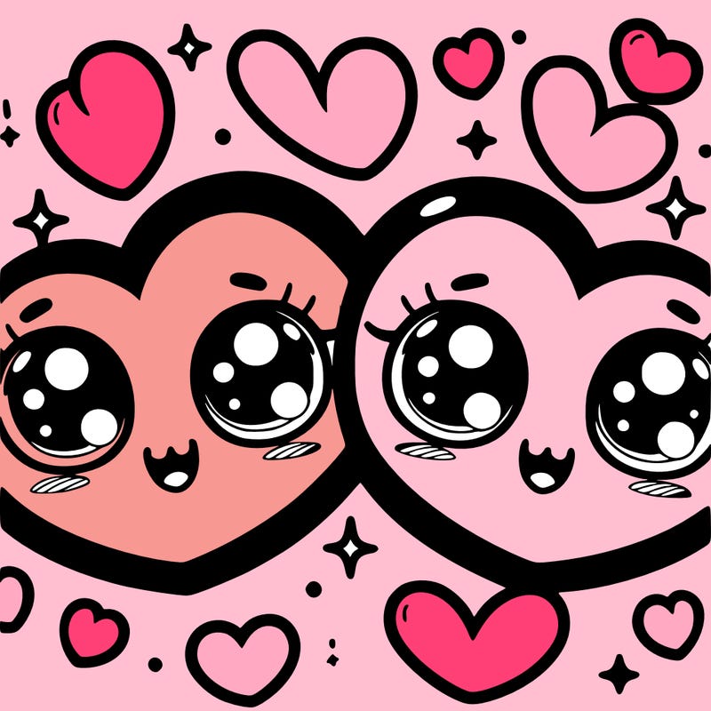 cute wide eye hearts valentines