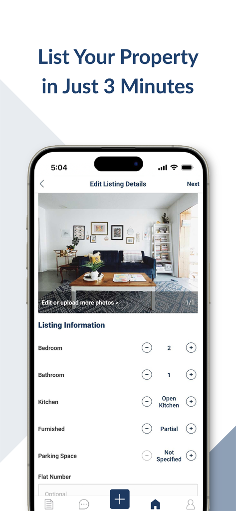 Spacious千居 Lister - Spacious Listerアプリのスクリーンショットに、物件の編集リスティング詳細ページが表示される