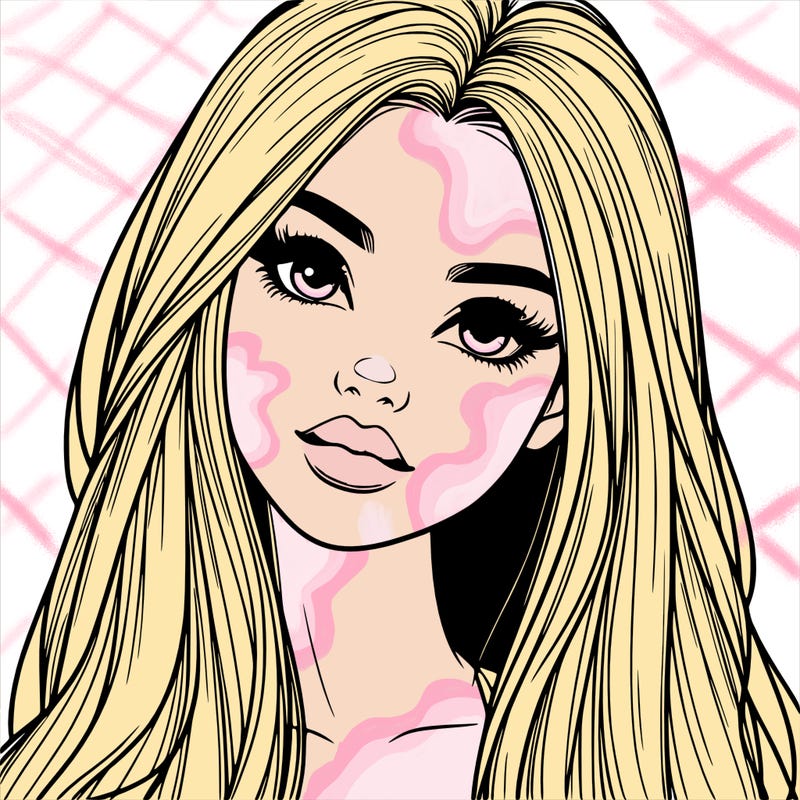 realistic teen girl with long hair and lips
