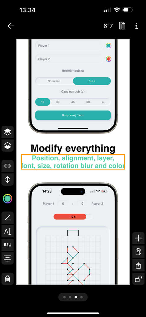 Interfaz de la app App Previews mostrando opciones de personalización para mockups de iPhone