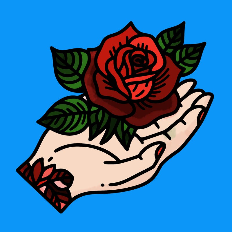 rose on hand
