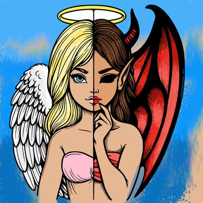 realistic angel half demon