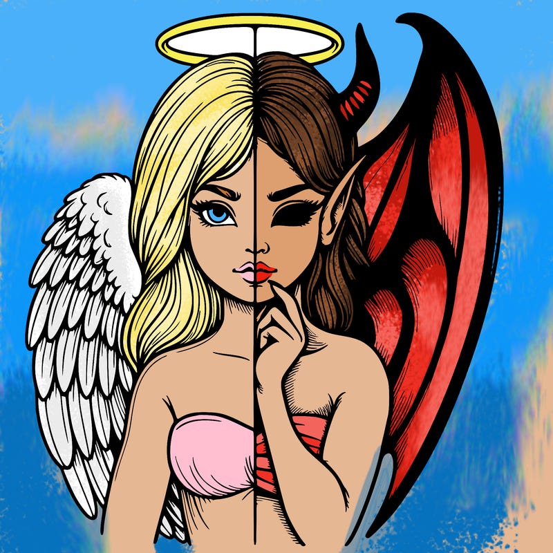 realistic angel half demon