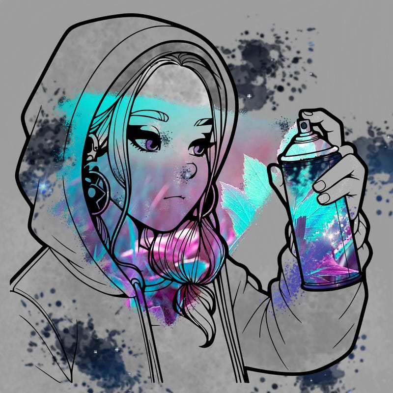 a realistic girl, spray painting
