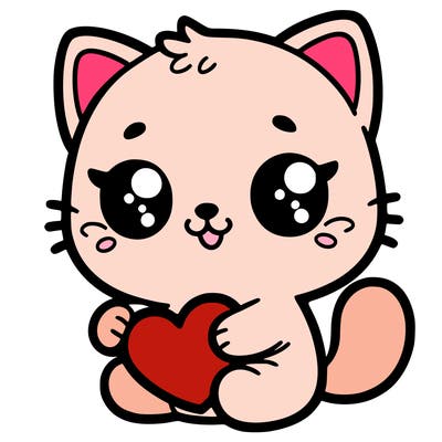 a kitty cat that is holding a hart