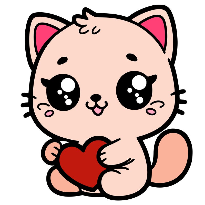 a kitty cat that is holding a hart