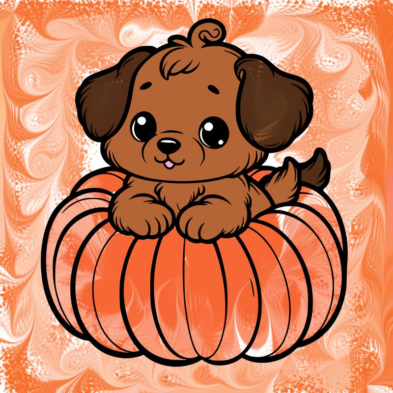 cute little puppy in a pumpkin
