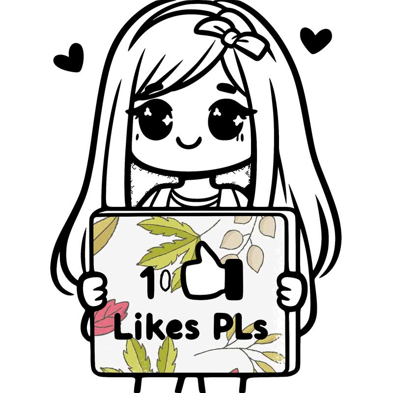 girl holding a sign saying 10 likes pls