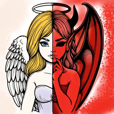 realistic angel half demon