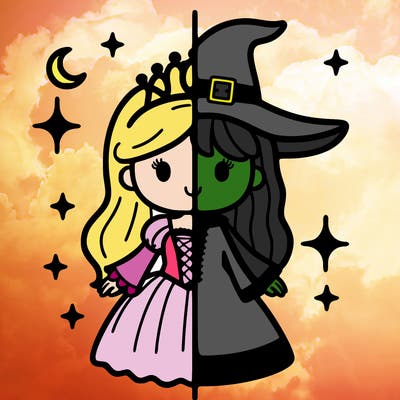split princess and witch
