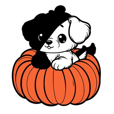 cute little puppy in a pumpkin