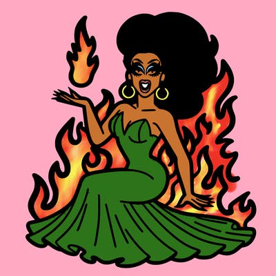 drag queen on fire