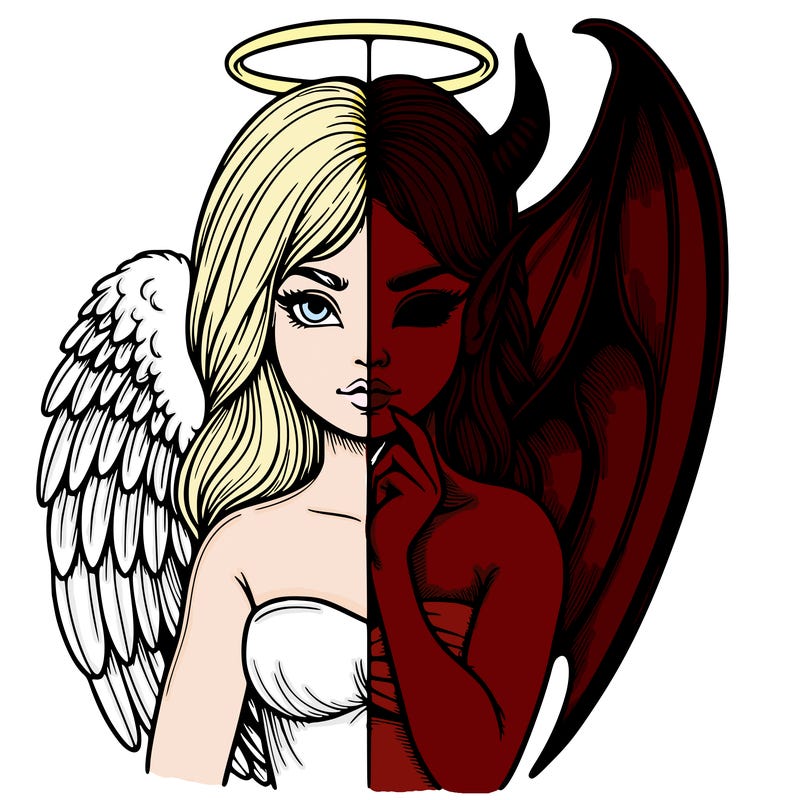 realistic angel half demon