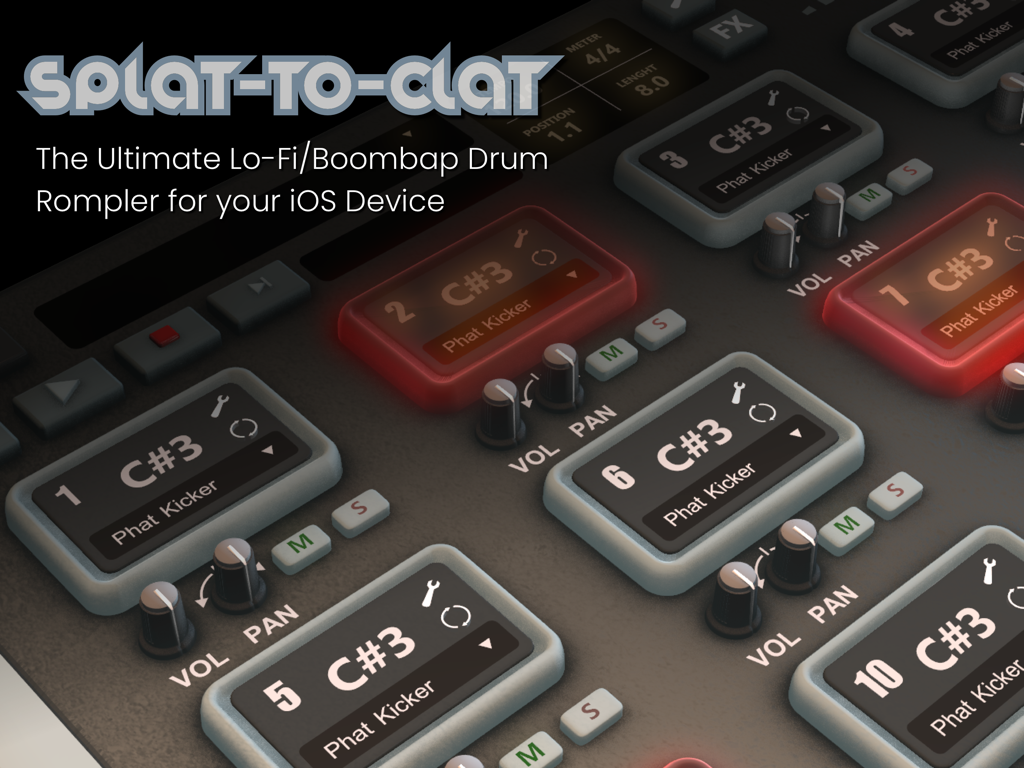 Splat-to-Clat - Splat-to-Clat urban drum pad interface for lo-fi and boom bap music production on iPad