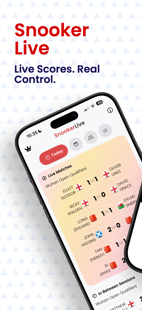 Snooker Live - Snooker Live app dashboard displaying real-time match scores and player rankings.