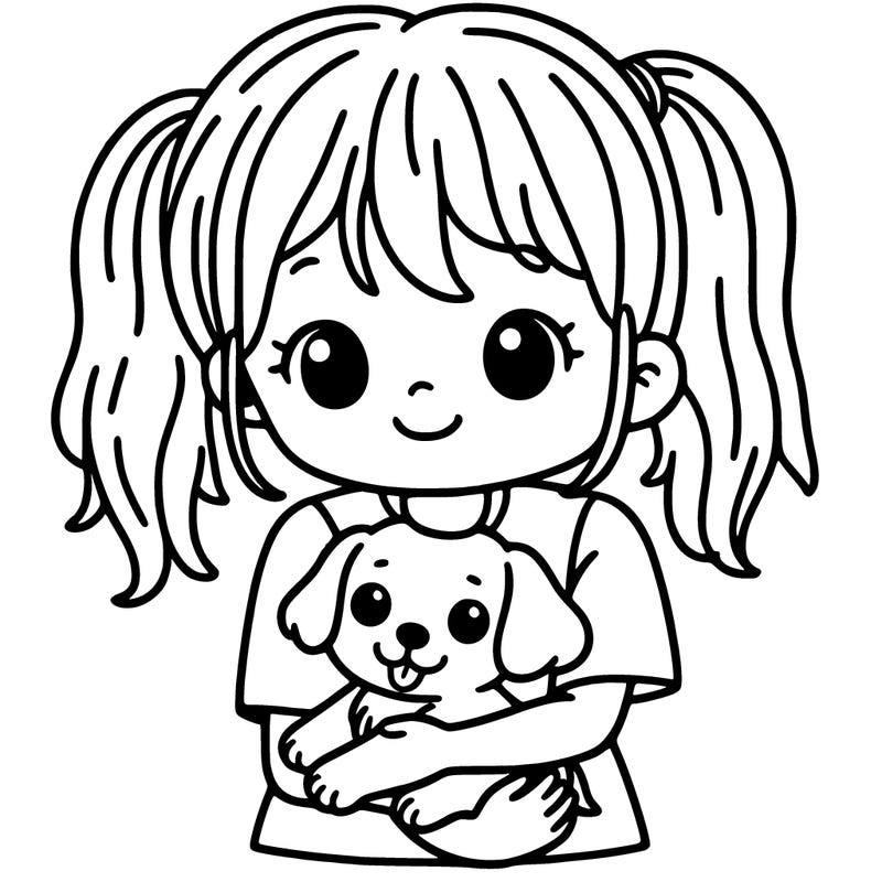girl holding a puppy