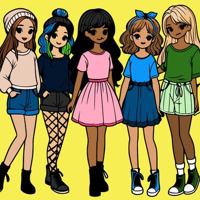 a group of five girls