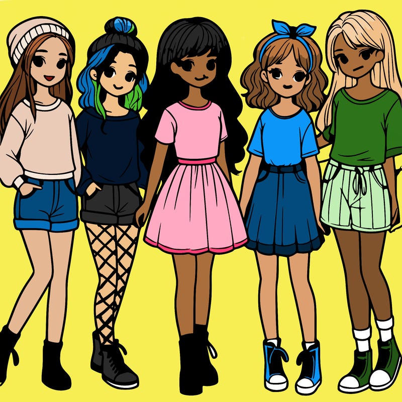 a group of five girls