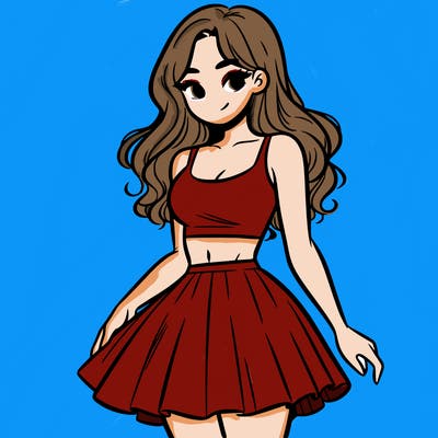 woman in a skirt and crop top