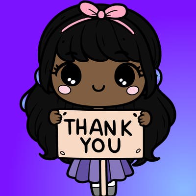 girl holding a thank you sign