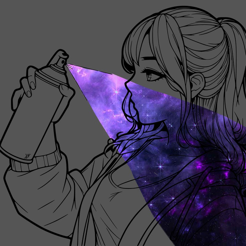 a realistic girl spray, painting