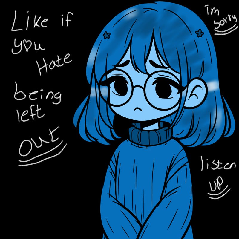 sad girl with glasses in a sweater