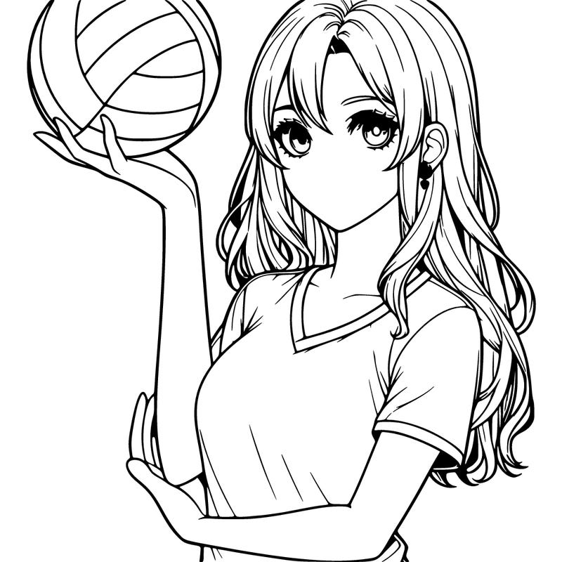 realistic girl holding a volleyball
