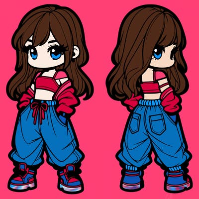 girl in crop top and baggy pants