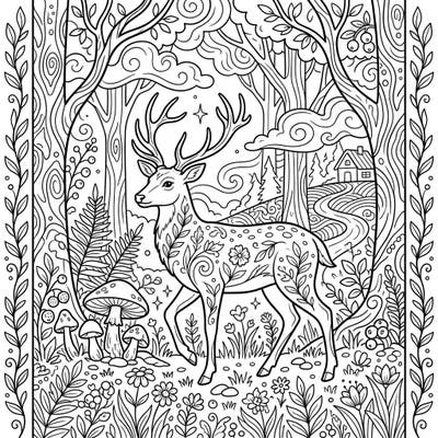 Discover the magic of a forest with this exquisite deer coloring page, designed as a ready-to-cut bookmark. Its intricate details and whimsical style make it a perfect creative escape for nature lovers.