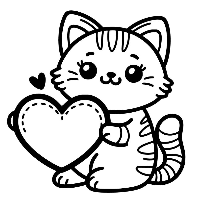 cat holding a big heart