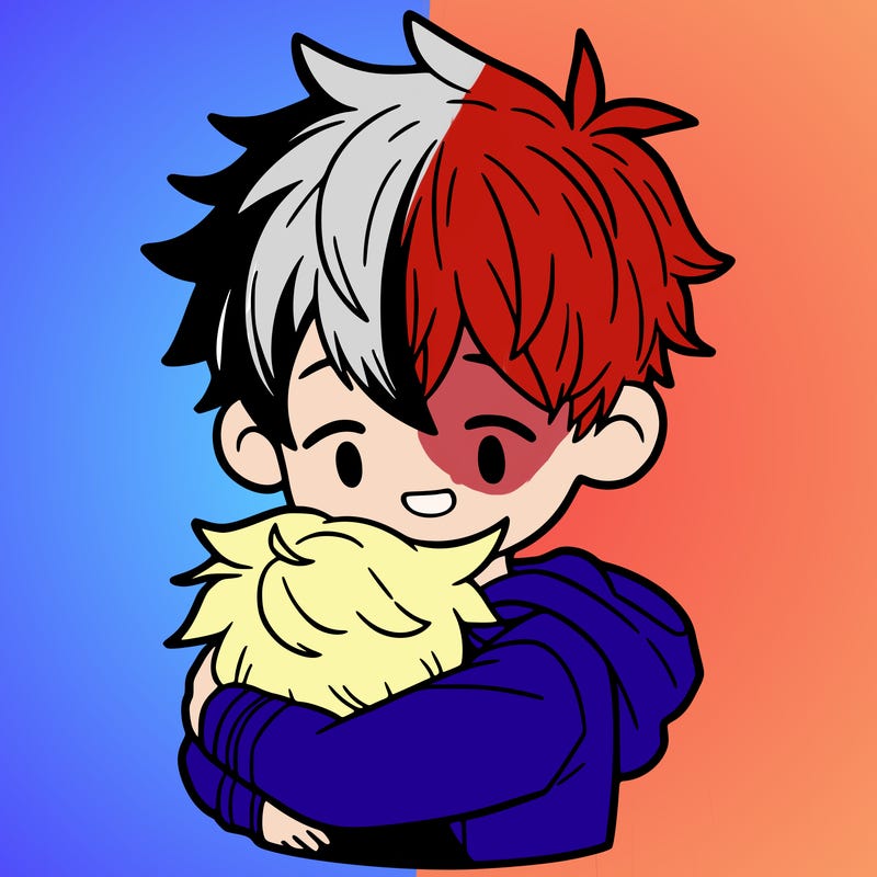 todoroki huging bakugo