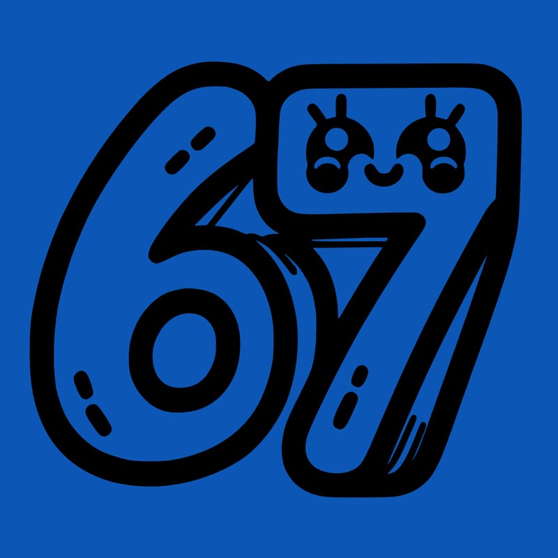 the numbers 67