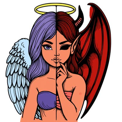 realistic angel half demon