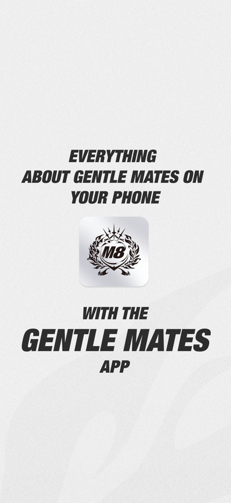 Gentle Mates - Introductory screen for the Gentle Mates mobile app featuring the team logo