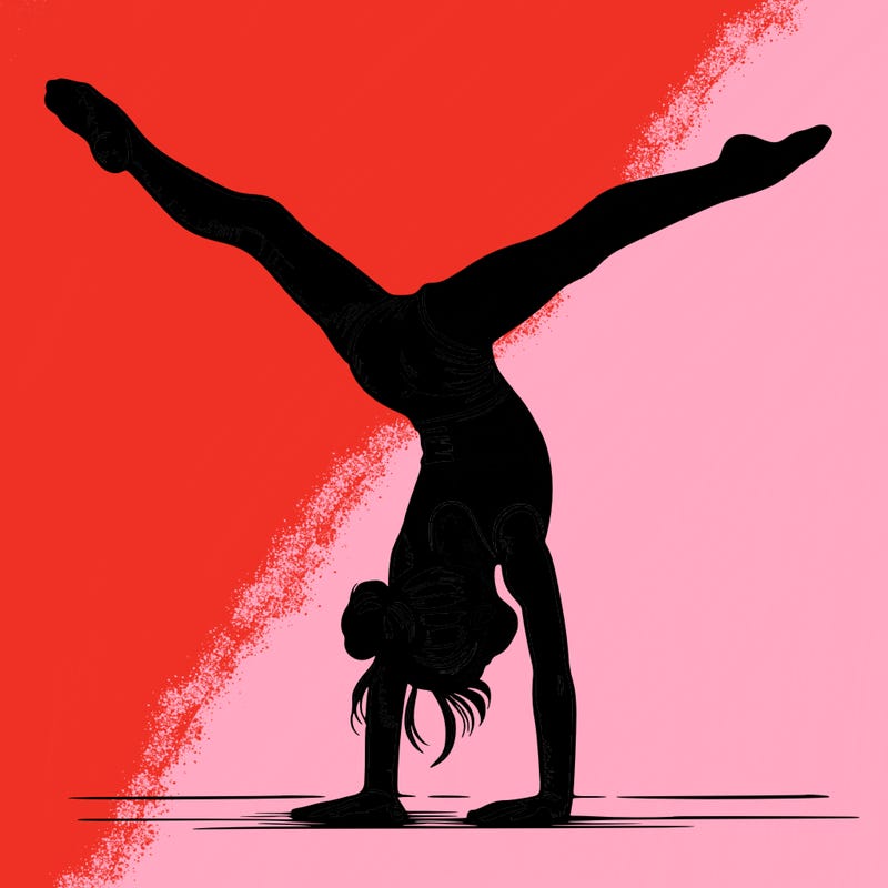 realistic gymnastic hand stand girl in four splits